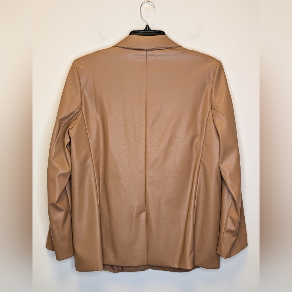 A New Day Women's Faux Leather Relaxed Fit Blazer Camel - Picture 9 of 14